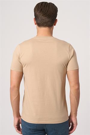 WHİTE STONE  2025-Y  3115  BİSİKLET YAKA TSHIRT    Taba