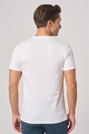 WHİTE STONE  2025-Y  3115  BİSİKLET YAKA TSHIRT    BEYAZ