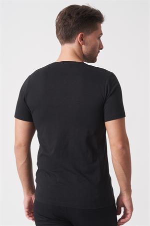 White Stone Brasília 3148 Slim Fit Pamuklu Likralı Bisiklet Yaka T-Shirt  Siyah