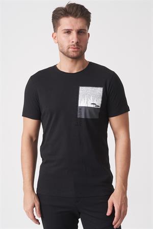 White Stone Brasília 3148 Slim Fit Pamuklu Likralı Bisiklet Yaka T-Shirt  Siyah