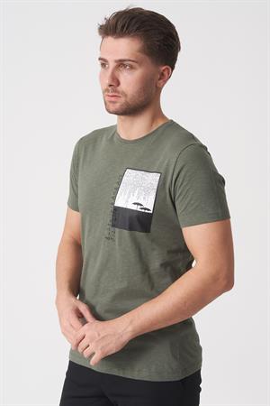 White Stone Brasília 3148 Slim Fit Pamuklu Likralı Bisiklet Yaka T-Shirt  Haki