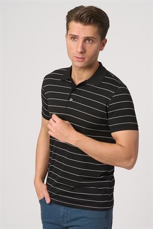 WHİTE STONE  2025-Y  3149-Y  POLA YAKA TSHIRT    SİYAH