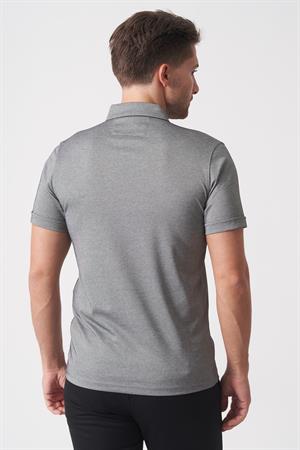 White Stone Fortaleza 3153 Slim Fit Pamuklu Polo Yaka T-Shirt  Siyah Gri