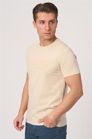 WHİTE STONE  2025-Y  3193  BİSİKLET YAKA TSHIRT    BEJ