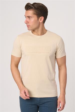 WHİTE STONE  2025-Y  3193  BİSİKLET YAKA TSHIRT    BEJ