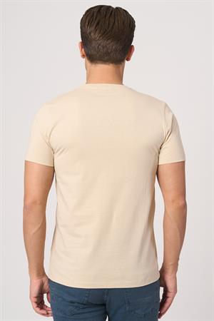 WHİTE STONE  2025-Y  3193  BİSİKLET YAKA TSHIRT    BEJ