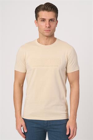 WHİTE STONE  2025-Y  3193  BİSİKLET YAKA TSHIRT    BEJ