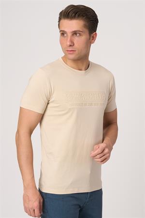 WHİTE STONE  2025-Y  3193  BİSİKLET YAKA TSHIRT    BEJ