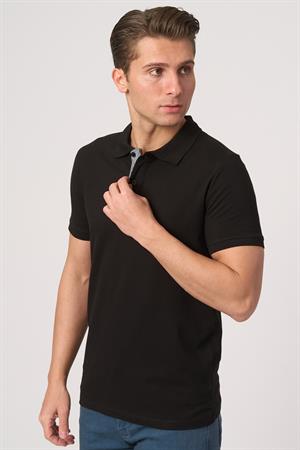 WHİTE STONE  2025-Y  3225-Y POLA YAKA TSHIRT    SİYAH