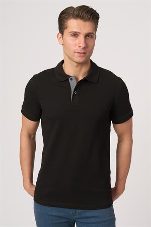 WHİTE STONE  2025-Y  3225-Y POLA YAKA TSHIRT    SİYAH