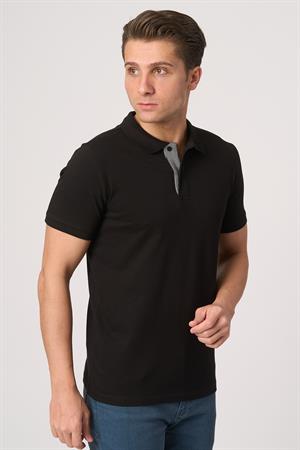 WHİTE STONE  2025-Y  3225-Y POLA YAKA TSHIRT    SİYAH