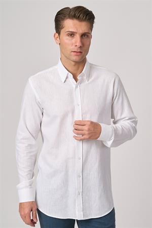 WHİTE STONE  2025-Y  G2532 KETEN GÖMLEK    BEYAZ