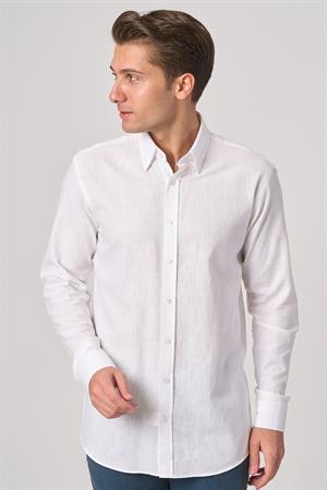 WHİTE STONE  2025-Y  G2532 KETEN GÖMLEK    BEYAZ