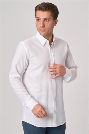 WHİTE STONE  2025-Y  G2532 KETEN GÖMLEK    BEYAZ