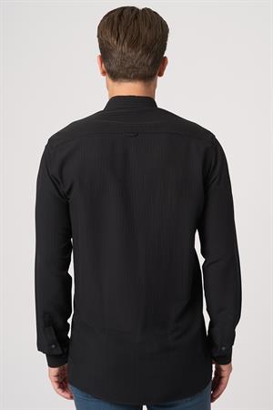 WHİTE STONE  2025-Y  G2533 GOFRE GÖMLEK    SİYAH