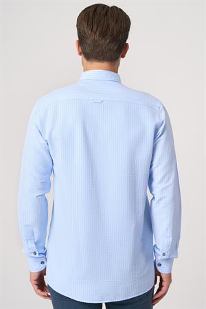 WHİTE STONE  2025-Y  G2533 GOFRE GÖMLEK    MAVİ