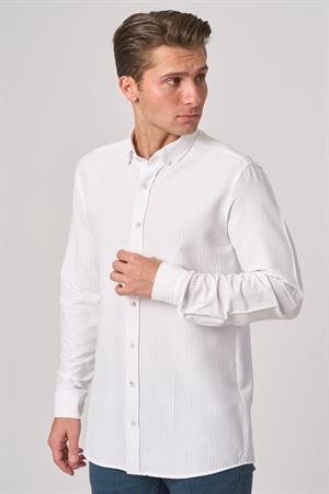 WHİTE STONE  2025-Y  G2533 GOFRE GÖMLEK    BEYAZ