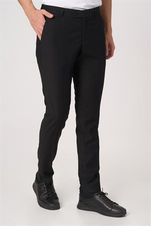 Siyah Yandan Cepli Önü Fermuar Kapama Kumaş Pantolon