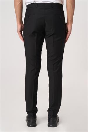 Siyah Yandan Cepli Önü Fermuar Kapama Kumaş Pantolon