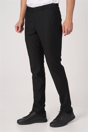 Siyah Yandan Cepli Önü Fermuar Kapama Kumaş Pantolon