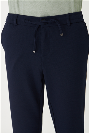 Lacivert Modern Kesim Bağcıklı Smart Casual Jogger Pantolon