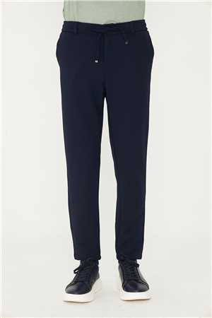 Lacivert Modern Kesim Bağcıklı Smart Casual Jogger Pantolon