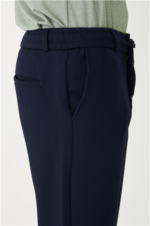 Lacivert Modern Kesim Bağcıklı Smart Casual Jogger Pantolon