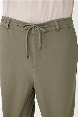 Haki Modern Kesim Bağcıklı Smart Casual Jogger Pantolon