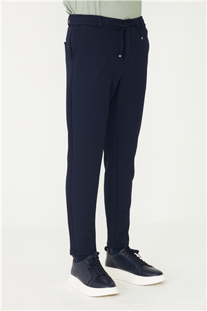 Lacivert Modern Kesim Bağcıklı Smart Casual Jogger Pantolon