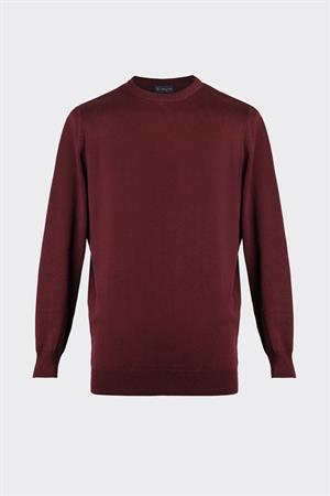 Bisiklet Yaka Düz Premium Triko Kaza Bordo