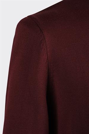 Bisiklet Yaka Düz Premium Triko Kaza Bordo