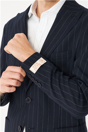 Lacivert Çizgili Spor Blazer Ceket