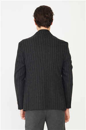 Antrasit Çizgili Spor Blazer Ceket