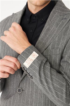 Gri Çizgili Spor Blazer Ceket