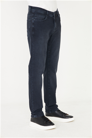 Koyu Mavi Düz Kesim Klasik Günlük Jean Pantolon