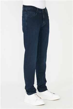Koyu Mavi Düz Kesim Günlük Kullanım Jean Pantolon
