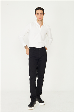 Siyah Düz Kesim Modern Günlük Jean Pantolon