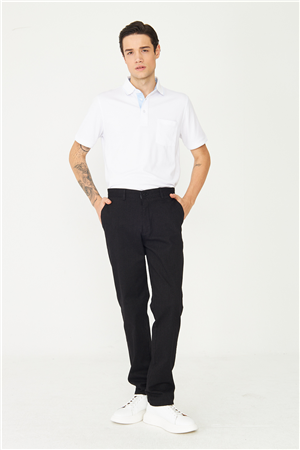 Siyah Premium Dokulu Klasik Pantolon
