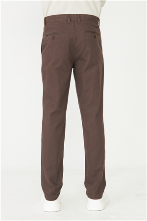 Kahverengi Dokulu Modern Klasik Pantolon