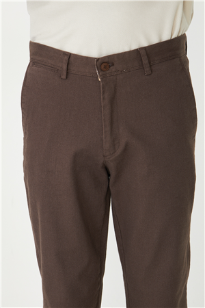 Kahverengi Dokulu Modern Klasik Pantolon