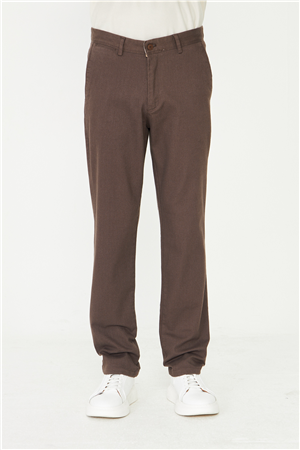 Kahverengi Dokulu Modern Klasik Pantolon