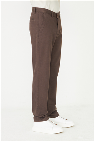 Kahverengi Dokulu Modern Klasik Pantolon
