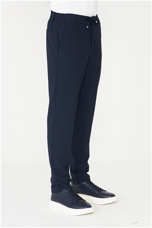 Lacivert Bağcıklı Smart Casual Pantolon