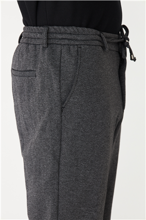 Antrasit Dokulu Beli Bağcıklı Günlük Şık Erkek Pantolon