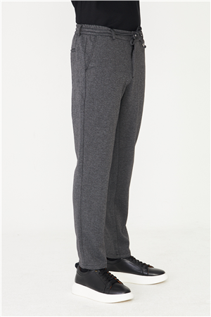 Antrasit Dokulu Beli Bağcıklı Günlük Şık Erkek Pantolon