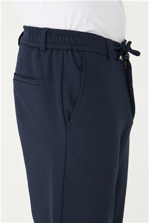 Lacivert Beli Bağcıklı Modern Kesim Jogger Erkek Pantolon