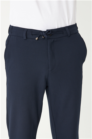 Lacivert Beli Bağcıklı Modern Kesim Jogger Erkek Pantolon