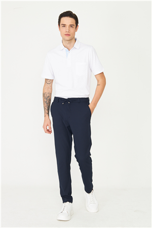 Lacivert Beli Bağcıklı Modern Kesim Jogger Erkek Pantolon