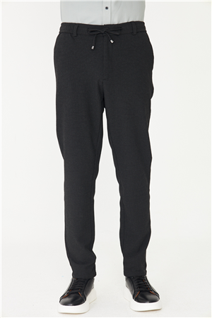 Siyah Bağcıklı Smart Casual Pantolon