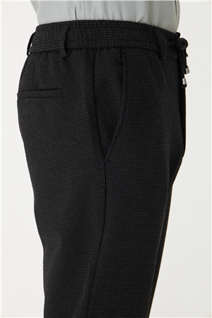 Siyah Bağcıklı Smart Casual Pantolon